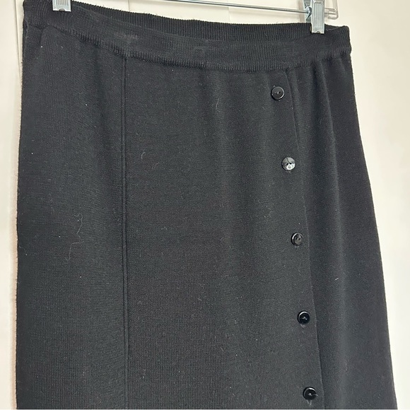 Nina Charles Kasper ASL wool blend maxi skirt Medium black buttons whimsigoth - Picture 3 of 7
